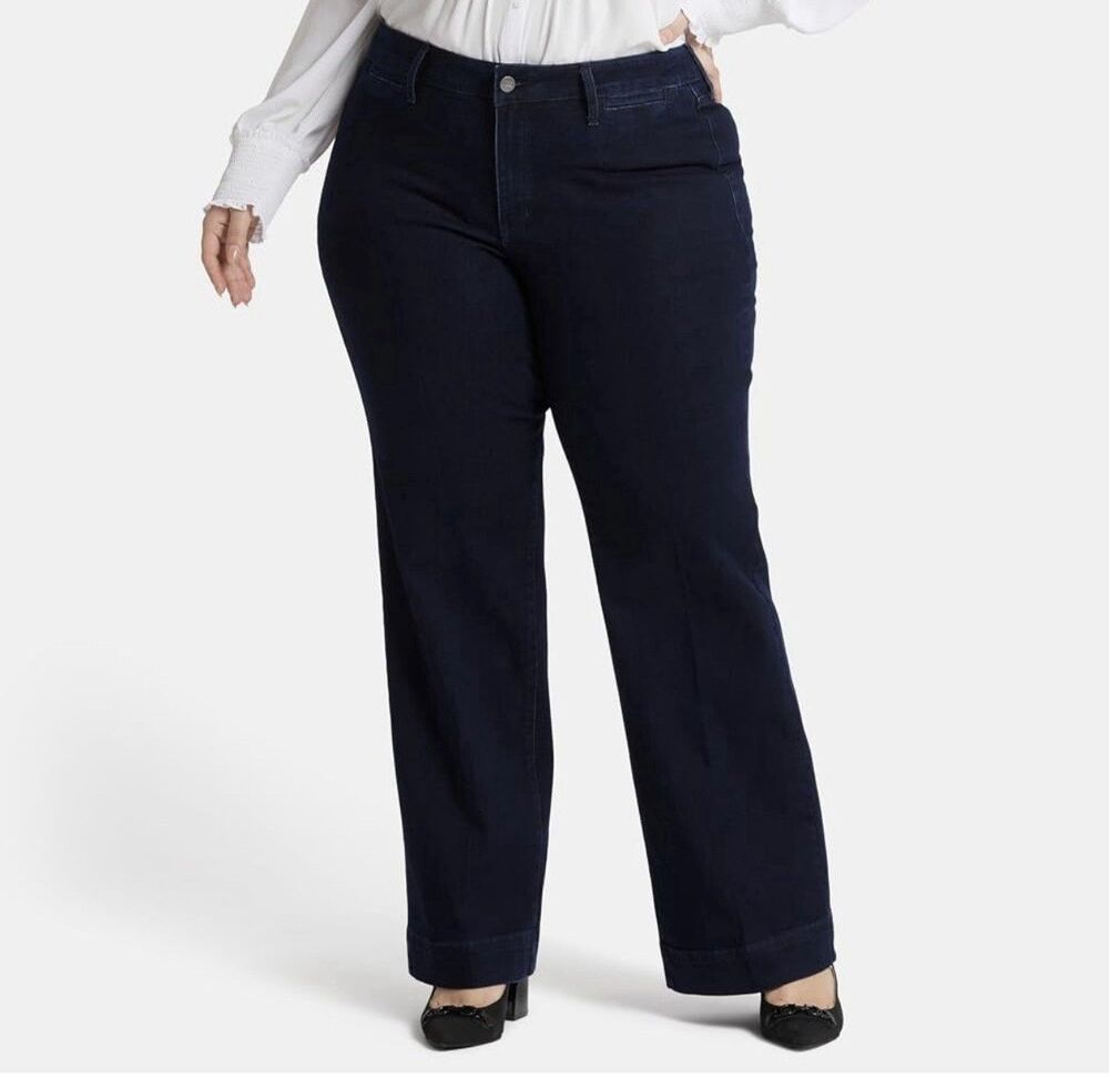 NYDJ High Rise Wide Leg Jeans Plus Sz 28 Teresa Trouser (Waist 50 inch)